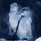 Painting of Magellanic Penguin chicks Falkland Islands