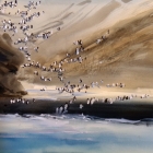 Painting of chinstrap penguins