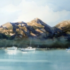 Painting of the Hazards Coles Bay