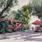 Pen-and-wash-of-Kuranda-gift-shop