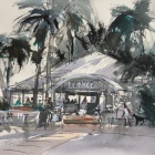 Pen-and-wash-of-cafe-at-Trinity-Beach