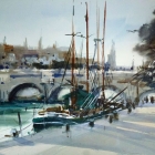 Barges Along the Seine (74 x 54cm)