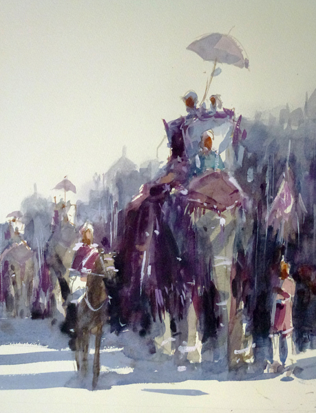 Elephants, India WC (38 x32cm)
