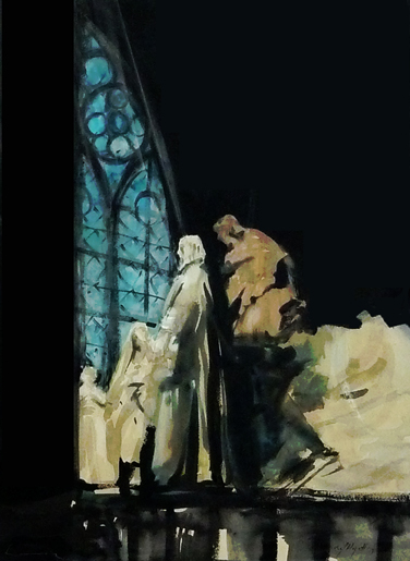 Statues Inside Notre-Dame Cathedral in Paris (85 x 100cm)