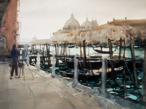 The Artist in Venice (WC 100x54cm)
