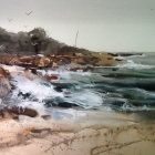 Demonstration painting of Bicheno rocks